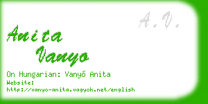 anita vanyo business card