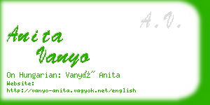 anita vanyo business card